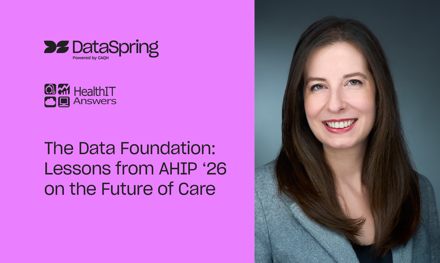 Image of Ashley along with the logos of HealthIT and DataSpring